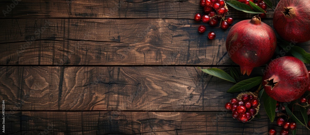 Aufkleber rustic wood background featuring granadillas with copy space image