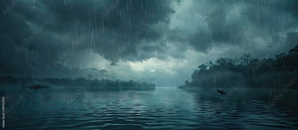 Aufkleber During the rainy season the sky is often filled with rainclouds or nimbus creating a gloomy atmosphere and providing a perfect backdrop for a copy space image