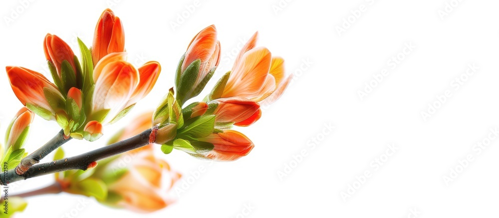 Poster white background with kopsia flower buds allowing for copy space image