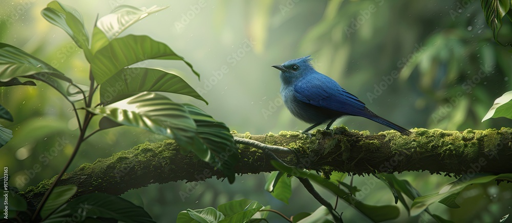 Aufkleber a black naped monarch perched on a tree branch in its natural habitat with plenty of copy space imag