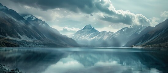 Mount Cook s Drop Zone offers a stunning backdrop for your copy space image