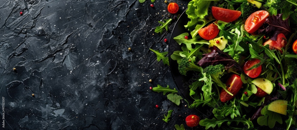 Aufkleber a vibrant salad with a range of different shades and flavors complemented by a stunning background w