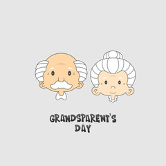 Grandparents Day,  with grandfather and grandmother illustrations, suitable for greeting card, banner, poster