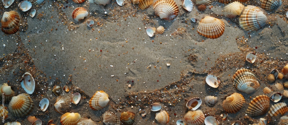Poster textured broken shells or coarse sand provide an interesting copy space image