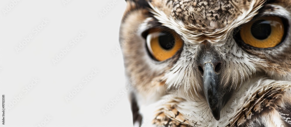 Poster one eyed owl in a close up copy space image