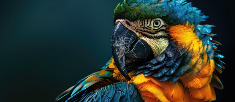 Brazilian Arara a magnificent bird with vibrant plumage is showcased in a stunning photograph with ample copy space image included