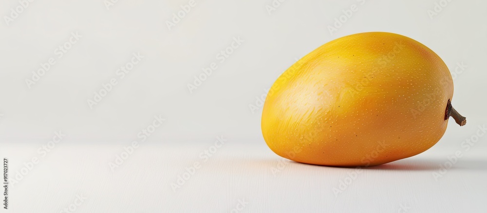 Aufkleber fresh ripe yellow mango with a white background for copy space image ideal for vegetarian menus and 