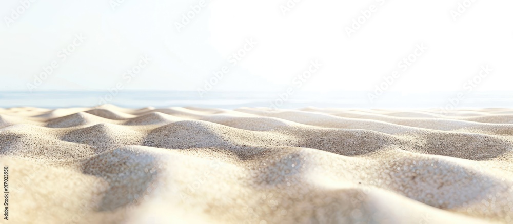 Poster Front view of beach sand on a white isolated background with copy space image