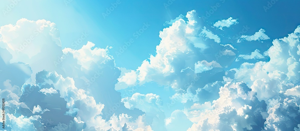 Poster Clouds hang in the blue sky creating a scenic view with copy space image
