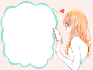 スマホで連絡をとる女性　恋愛