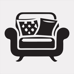 Sofa icon vector silhouette on a white background