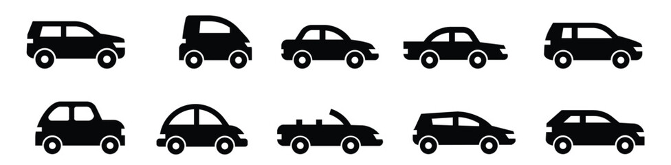 Variety of vehicles silhouettes