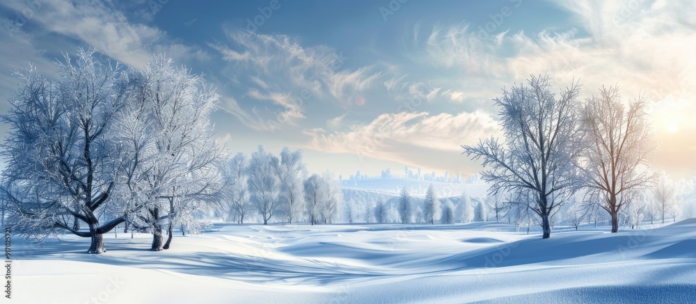Poster scenic winter landscape with abundant copy space image