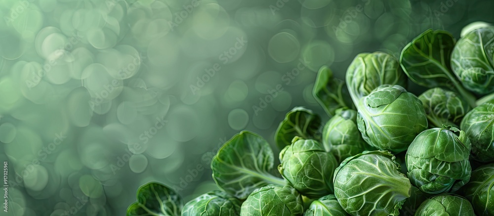 Poster background with fresh brussel sprouts with copy space image