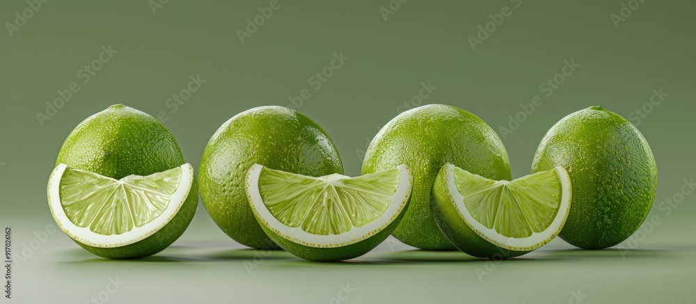 Aufkleber Whole lime displayed whole chopped wedged and with copy space image