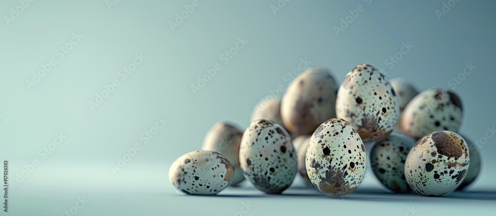 Poster A striking arrangement of quail eggs showcasing a captivating display with copy space image