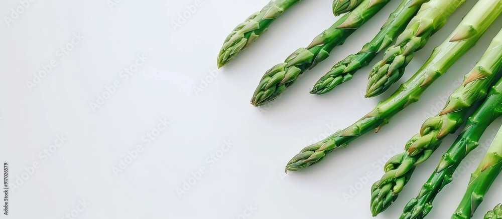 Poster white background showcasing asparagus in a copy space image