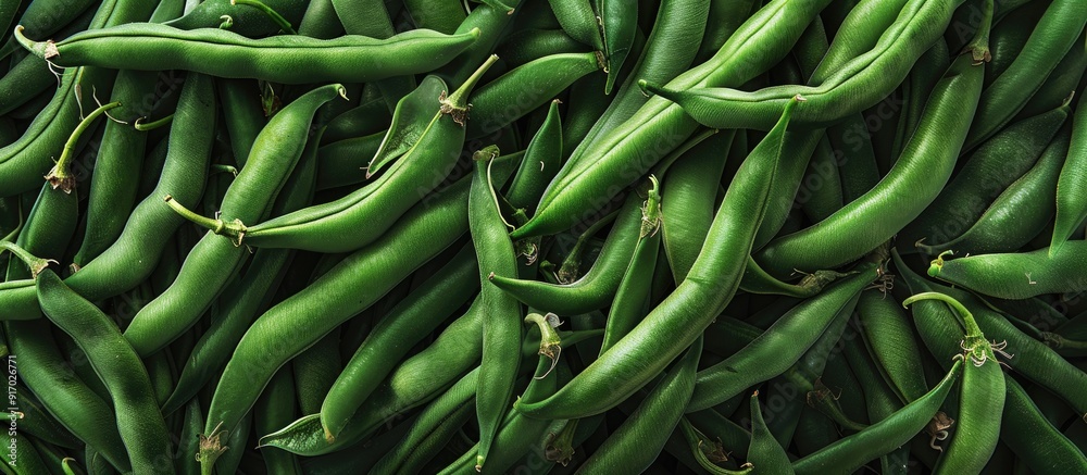 Poster fresh green beans displayed at a market stall in udine with a blank area for inserting images. . ima