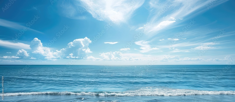 Poster clear sky by the sea offers a serene backdrop with copy space image