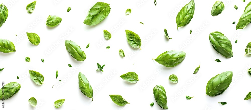 Aufkleber high quality photo of green basil leaves isolated on a white background perfect for use as a copy sp