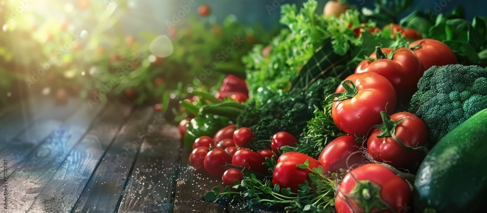 Aufkleber fresh vegetables displayed in a market with plenty of copy space image