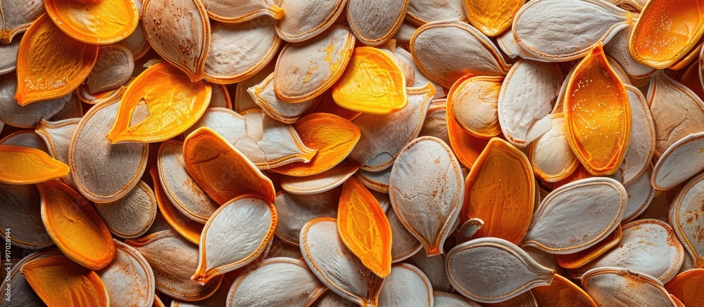 Aufkleber Pumpkin seeds without shells perfect for adding texture and flavor with a copy space image available for showcasing