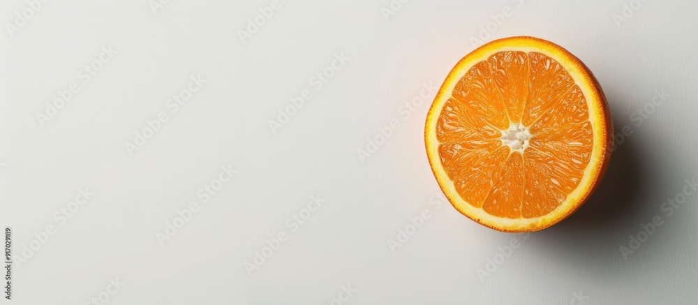 Poster orange fruit displayed on a white background with copy space image