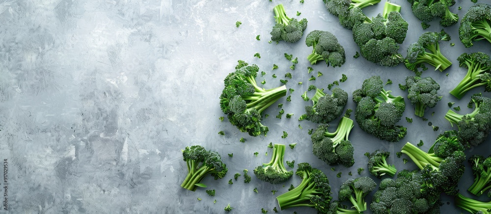 Aufkleber Broccoli fresh and crisp displayed on a clean white backdrop with ample copy space image
