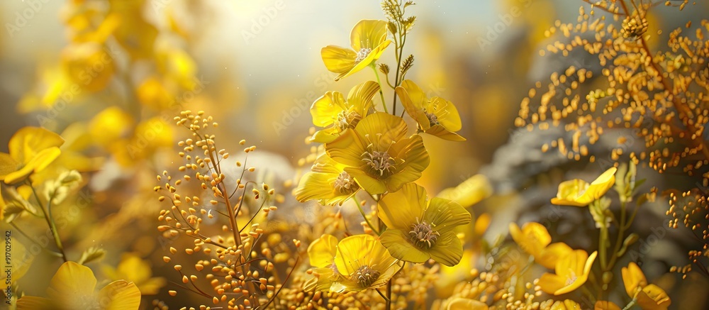 Poster sinapis arvensis a type of mustard flower is depicted in the copy space image