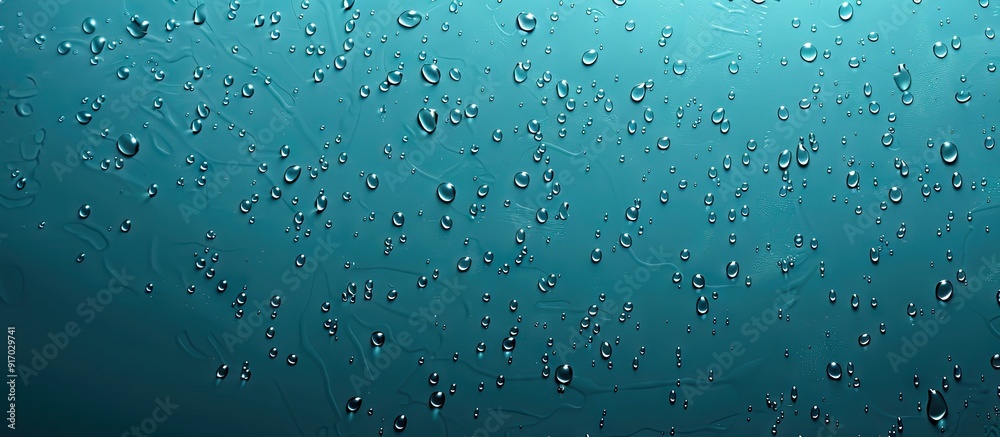 Poster raindrops on a textured blue background provide a perfect copy space image