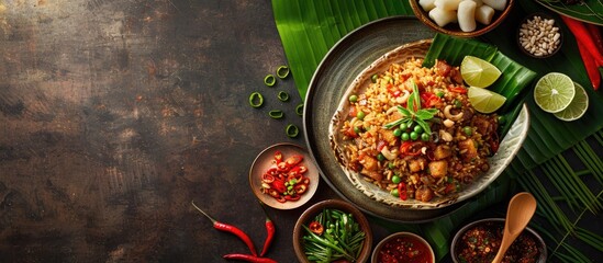 A popular Indonesian street food Timus Goreng is a simple traditional dish commonly cooked at home perfect for a copy space image