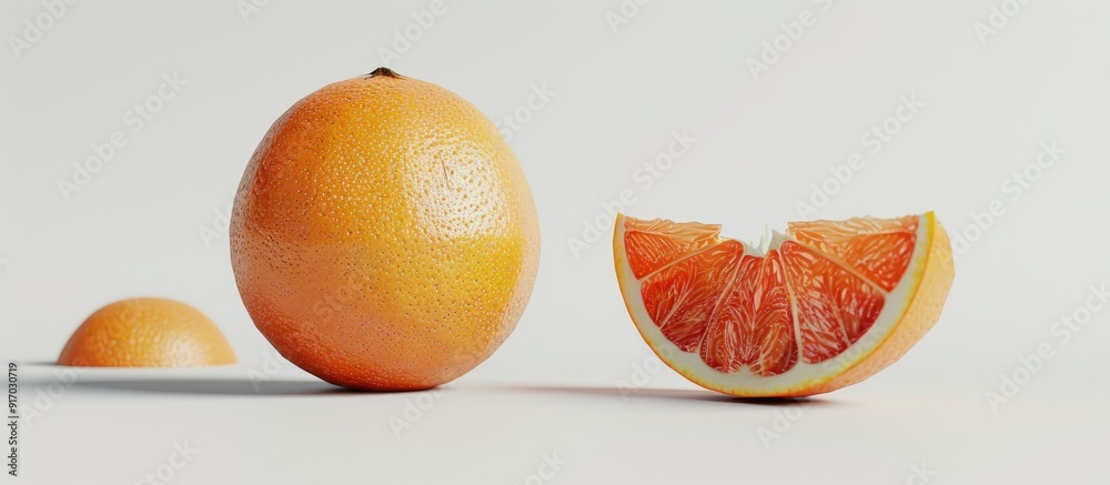 Poster Fresh grapefruit on a white background with a clipping path perfect for display with copy space image