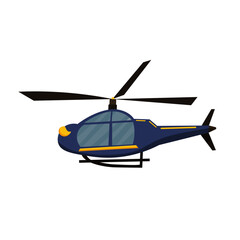 Childrens transport illustration. Blue helicopter on a white background. Isolated vector illustration