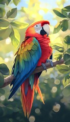 Fototapeta premium Colorful Parrot Tree Branch