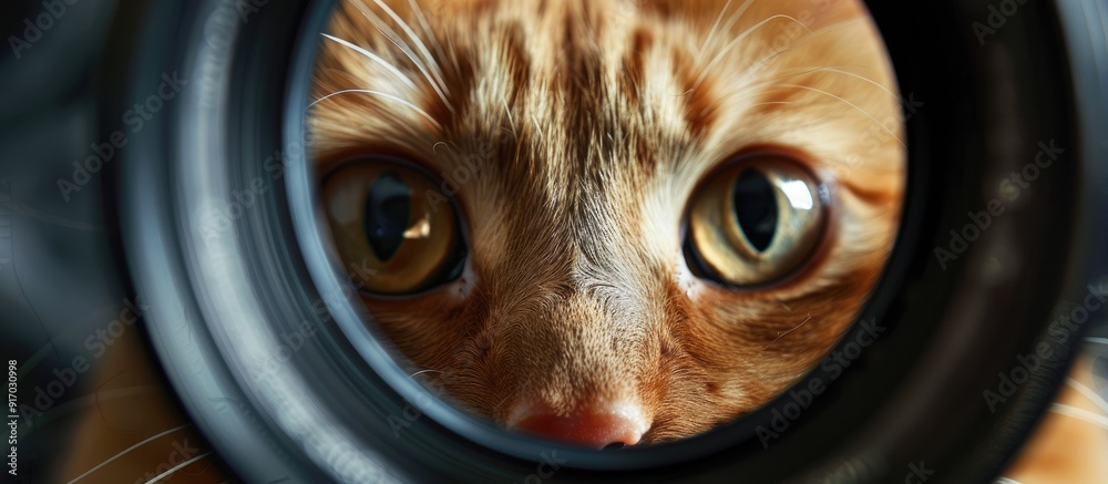 Poster A cat staring directly into the lens of a camera providing a great copy space image