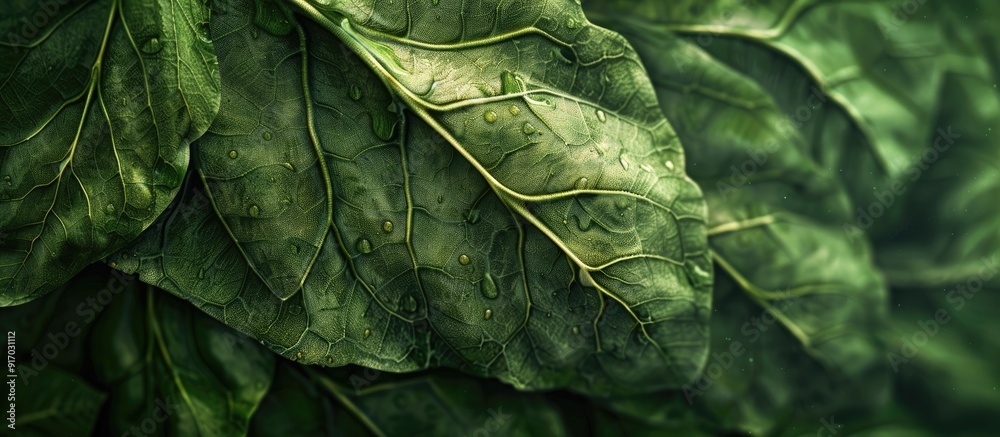 Poster close up shot of a leaf texture with copy space image