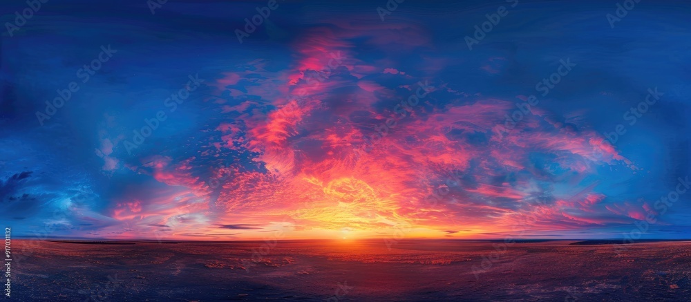 Poster a perfect choice for replacing skies in photos a vibrant panoramic sky featuring a blend of pink ora