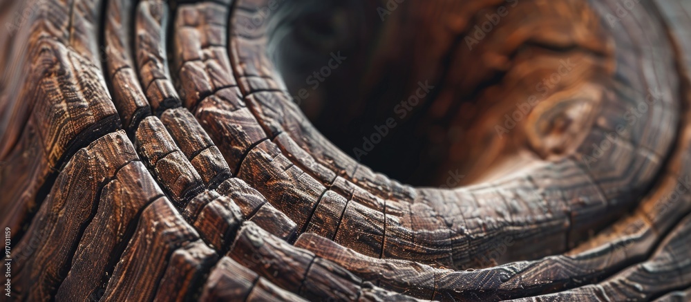 Poster Close up image showcasing the intricate texture of a pine wood ring with ample copy space image