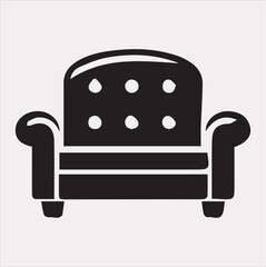 Sofa icon vector silhouette on a white background