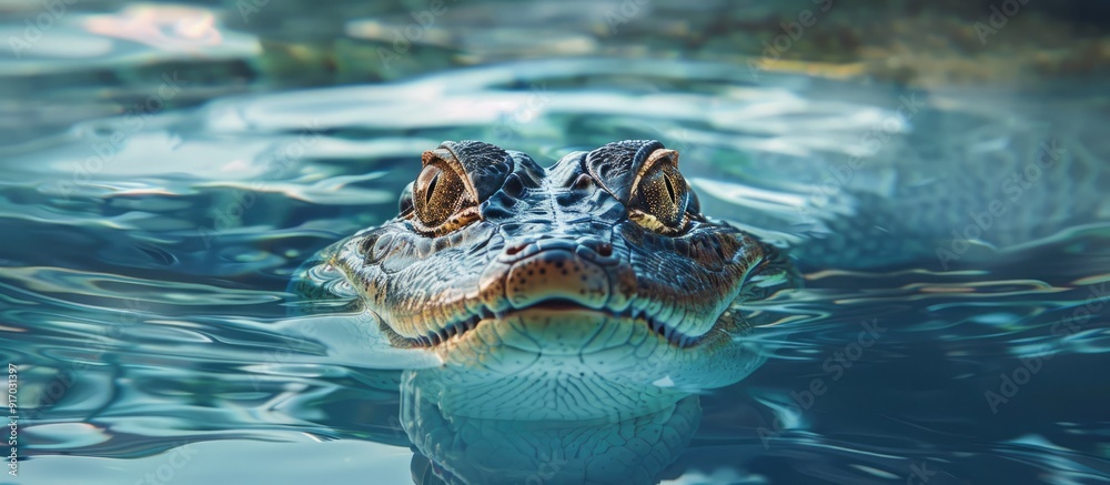 Poster reptile swims surprising with a copy space image opportunity