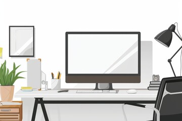 A relaxed and modern workspace decorated with balloons, flowers, and a banner to celebrate Boss's Day, showing appreciation for the leader. The atmosphere is friendly and inviting.