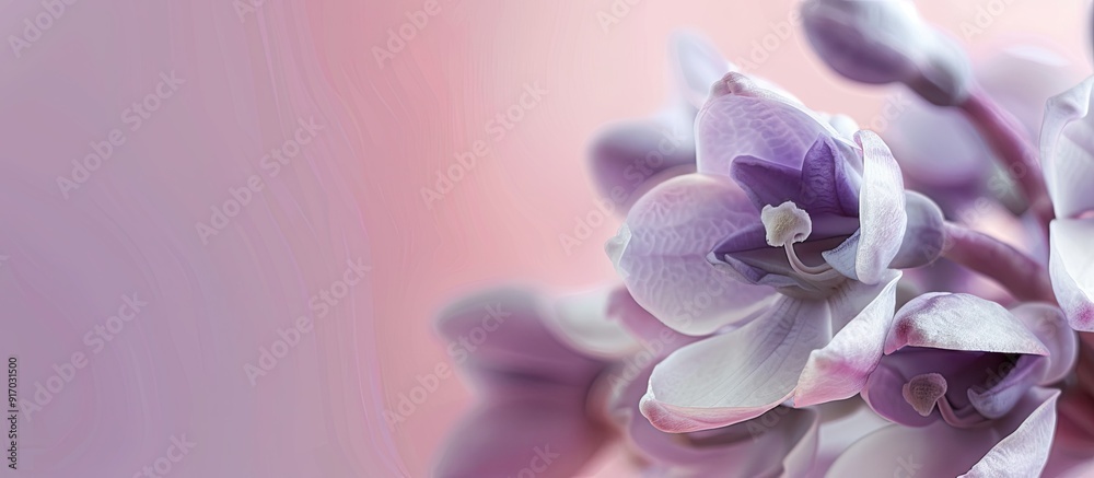 Poster close up image of the beautiful calotropis procera flower with copy space image