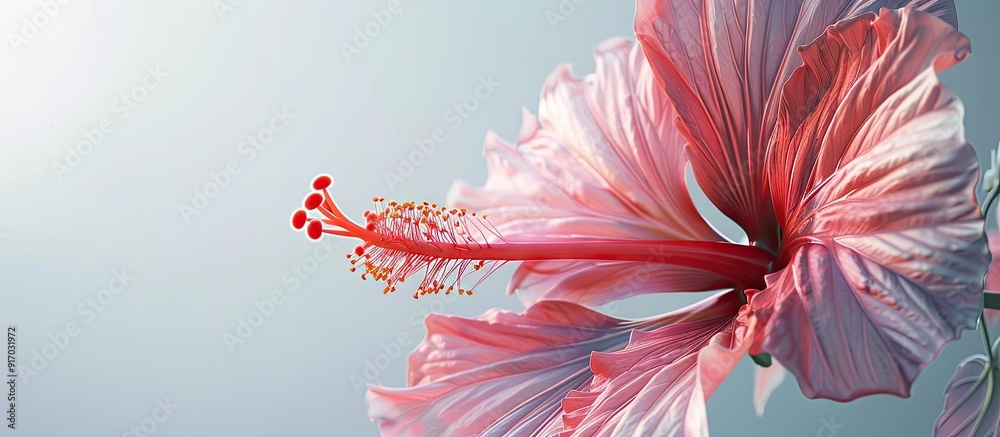 Poster detailed close up image of a hibiscus flower with copy space image available