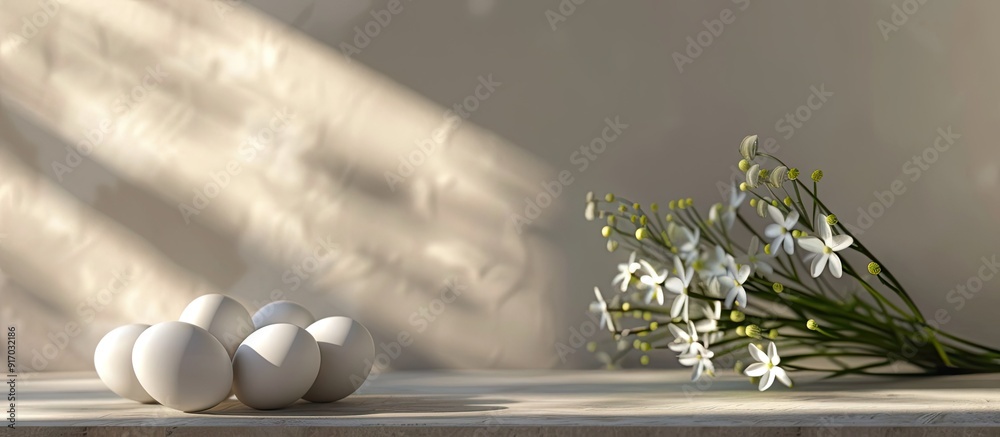 Aufkleber eggs on a table with copy space image