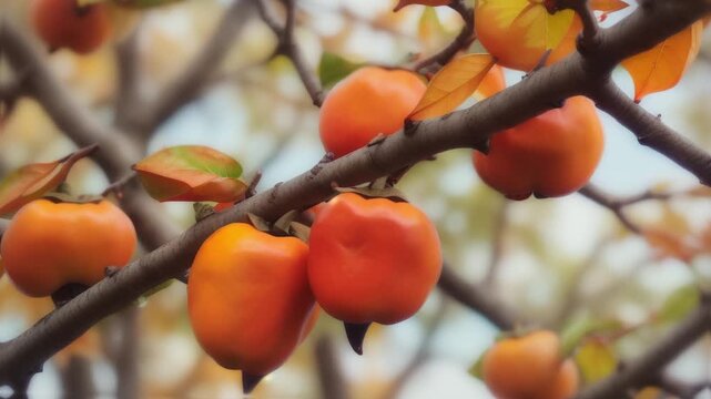 The Japanese persimmon treen Persimmon ,generative ai