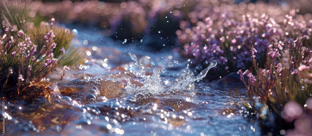 Poster ice melting on heather in shelton wa usa captured in a photo with copy space image