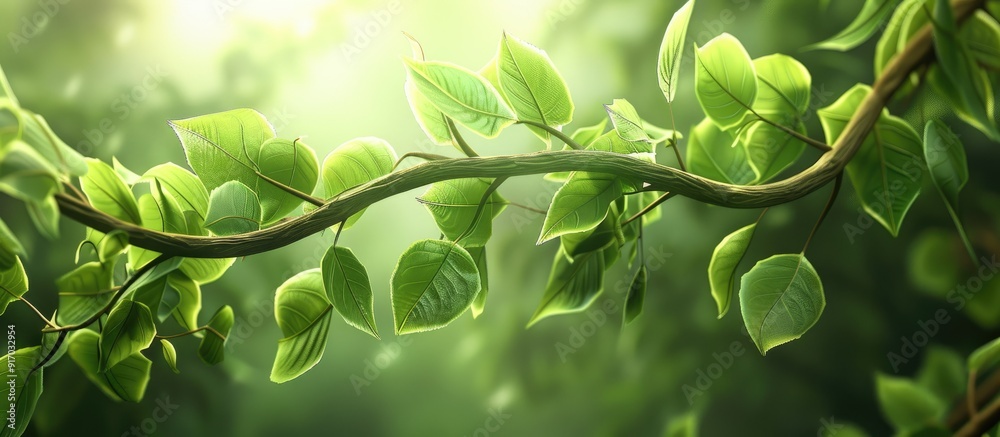Poster a leafy vine intertwining with a leaf providing a natural backdrop in the copy space image