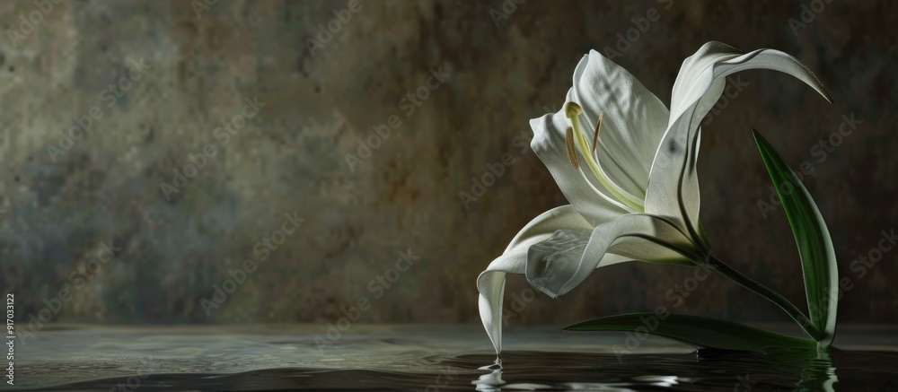 Poster A flower called Lily with wilting petals in the art with copy space image
