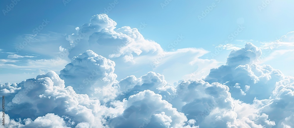 Poster beautiful panorama of soft clouds set against a blue sky creating a natural composition with copy sp