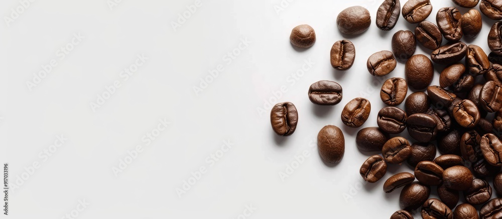 Aufkleber coffee beans in brown color on a white backdrop with copy space image